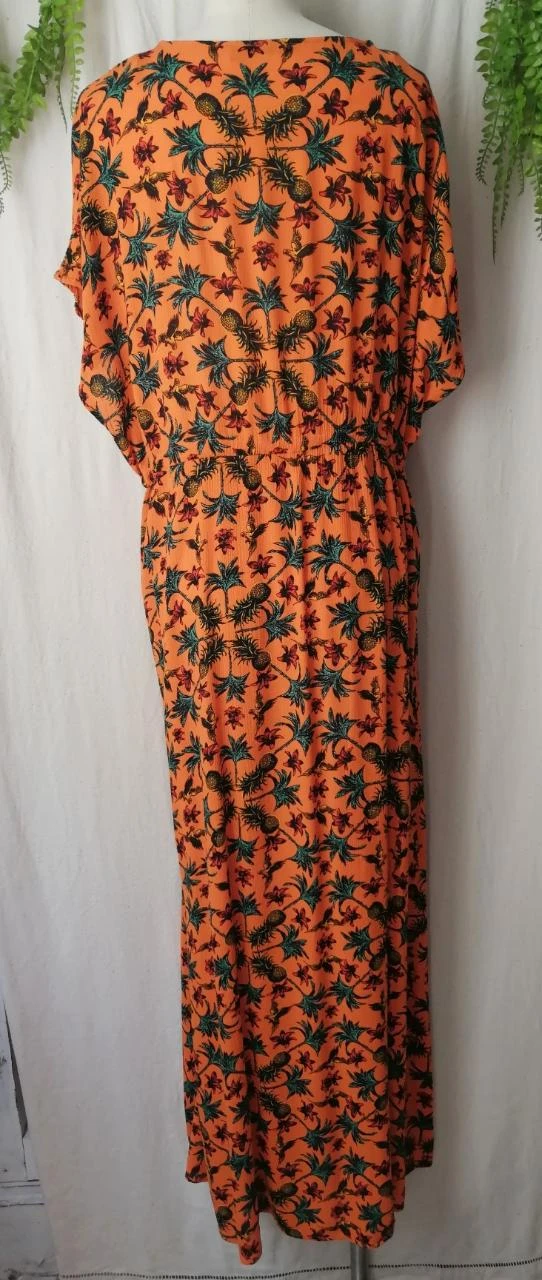 Long dress / Orange tropical print beach caftan "Kiabi" – photo 5